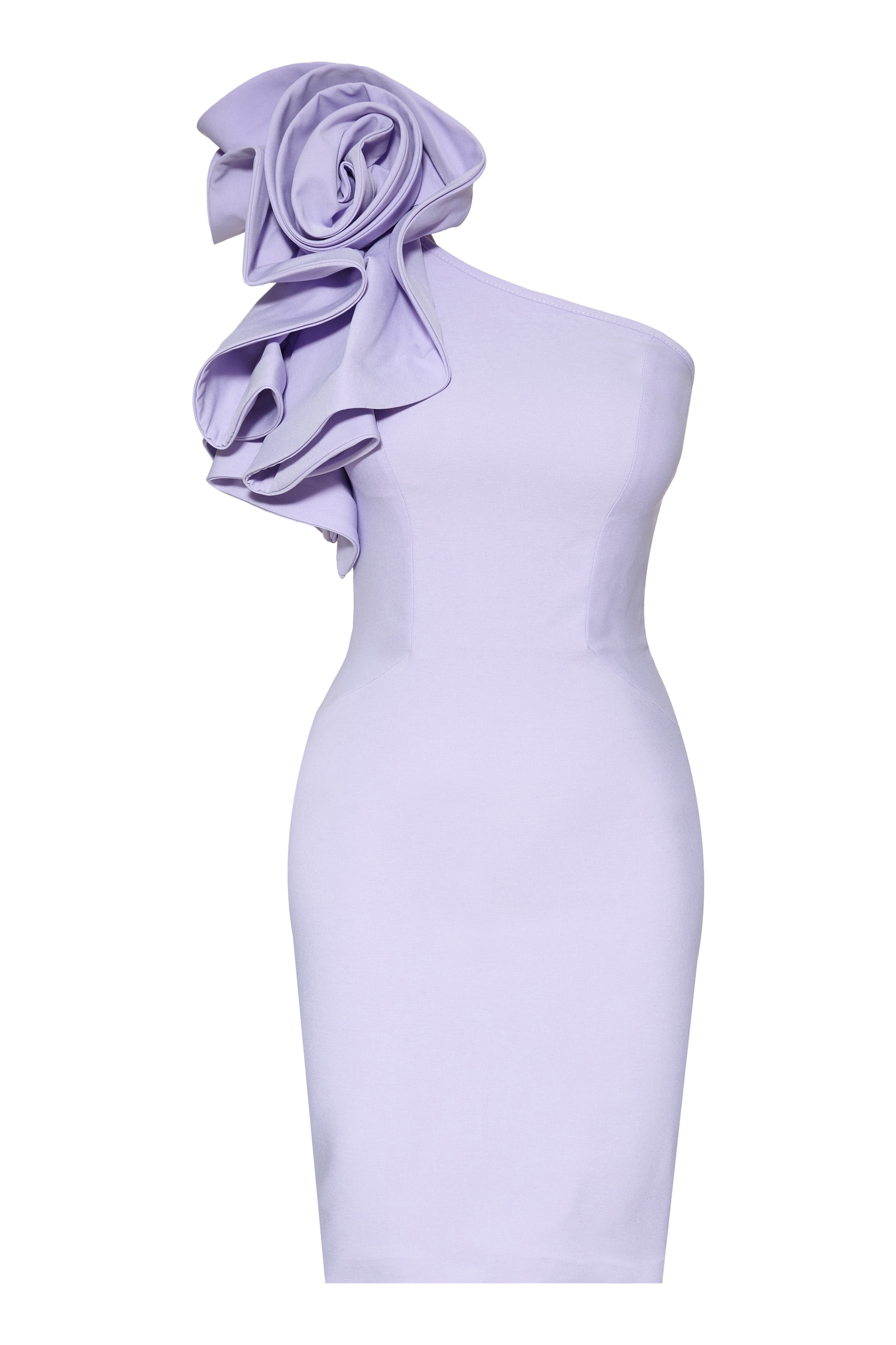 Lilac crepe one arm mini dress