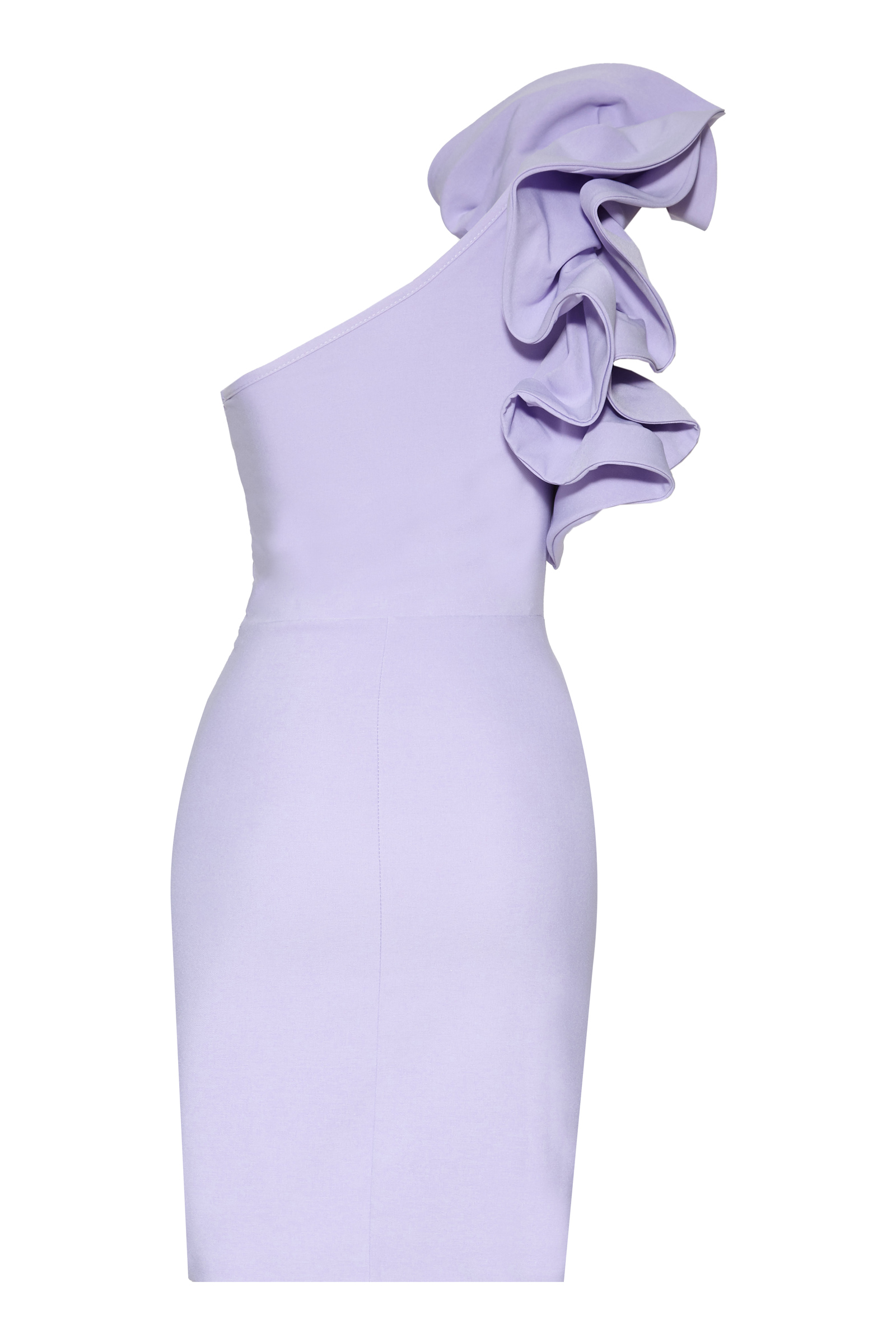 Lilac crepe one arm mini dress